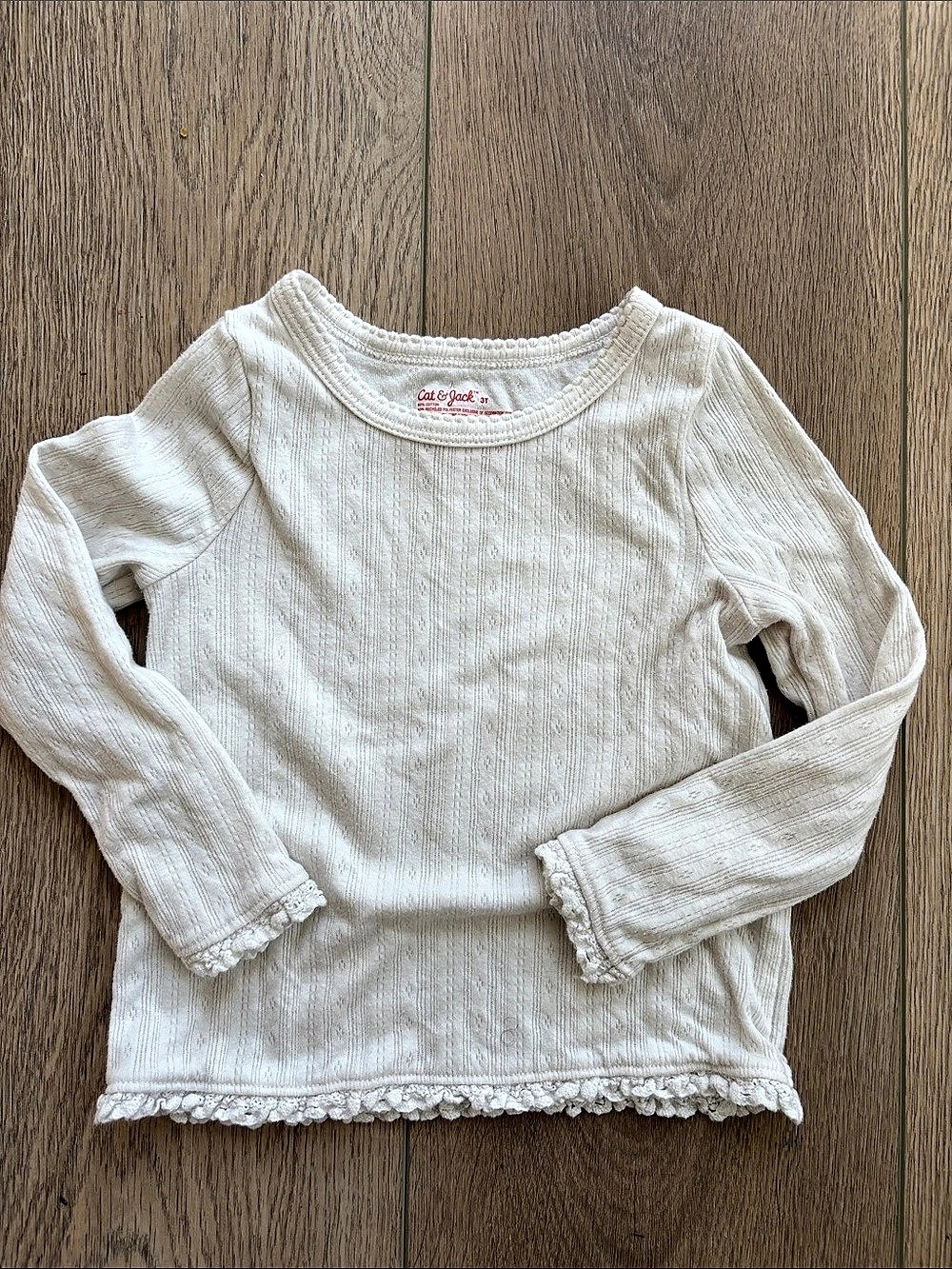 Cat & Jack Girls 3T Long Sleeve Top in Cream